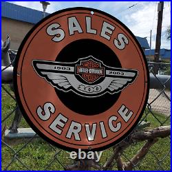 Vintage Harley Davidson Motorcycles Sales Service Porcelain Gas & Oil Pump Sign