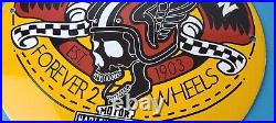 Vintage Harley Davidson Motorcycles Sign Forever Skull Gas Pump Porcelain Sign