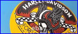 Vintage Harley Davidson Motorcycles Sign Forever Skull Gas Pump Porcelain Sign