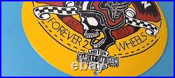Vintage Harley Davidson Motorcycles Sign Forever Skull Gas Pump Porcelain Sign