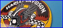 Vintage Harley Davidson Motorcycles Sign Forever Skull Gas Pump Porcelain Sign