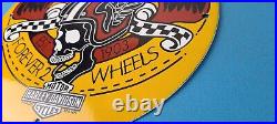 Vintage Harley Davidson Motorcycles Sign Forever Skull Gas Pump Porcelain Sign