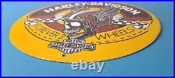 Vintage Harley Davidson Motorcycles Sign Forever Skull Gas Pump Porcelain Sign
