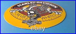 Vintage Harley Davidson Motorcycles Sign Forever Skull Gas Pump Porcelain Sign