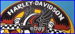 Vintage Harley Davidson Motorcycles Sign Forever Skull Gas Pump Porcelain Sign