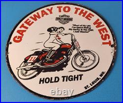 Vintage Harley Davidson Motorcycles Sign Gateway West Porcelain Gas Pump Sign