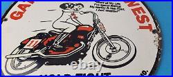 Vintage Harley Davidson Motorcycles Sign Gateway West Porcelain Gas Pump Sign