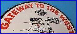 Vintage Harley Davidson Motorcycles Sign Gateway West Porcelain Gas Pump Sign