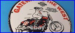 Vintage Harley Davidson Motorcycles Sign Gateway West Porcelain Gas Pump Sign