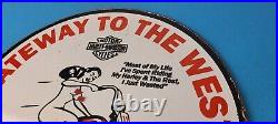 Vintage Harley Davidson Motorcycles Sign Gateway West Porcelain Gas Pump Sign