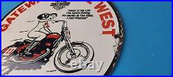 Vintage Harley Davidson Motorcycles Sign Gateway West Porcelain Gas Pump Sign