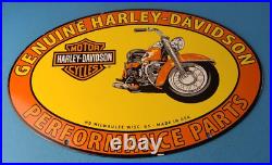 Vintage Harley Davidson Motorcycles Sign Genuine Parts Gas Pump Porcelain Sign