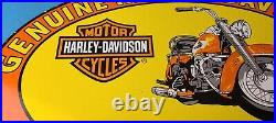 Vintage Harley Davidson Motorcycles Sign Genuine Parts Gas Pump Porcelain Sign