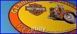 Vintage Harley Davidson Motorcycles Sign Genuine Parts Gas Pump Porcelain Sign