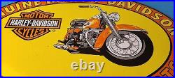 Vintage Harley Davidson Motorcycles Sign Genuine Parts Gas Pump Porcelain Sign