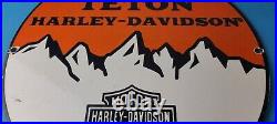 Vintage Harley Davidson Motorcycles Sign Grand Teton Porcelain Gas Pump Sign
