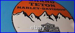 Vintage Harley Davidson Motorcycles Sign Grand Teton Porcelain Gas Pump Sign