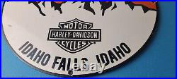 Vintage Harley Davidson Motorcycles Sign Grand Teton Porcelain Gas Pump Sign