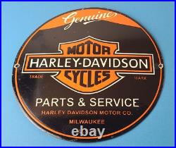 Vintage Harley Davidson Motorcycles Sign Parts Service Porcelain Gas Pump Sign