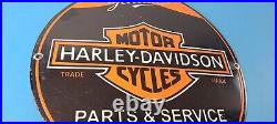 Vintage Harley Davidson Motorcycles Sign Parts Service Porcelain Gas Pump Sign