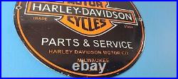 Vintage Harley Davidson Motorcycles Sign Parts Service Porcelain Gas Pump Sign