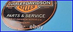 Vintage Harley Davidson Motorcycles Sign Parts Service Porcelain Gas Pump Sign