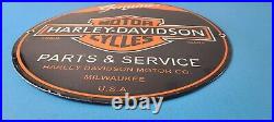 Vintage Harley Davidson Motorcycles Sign Parts Service Porcelain Gas Pump Sign