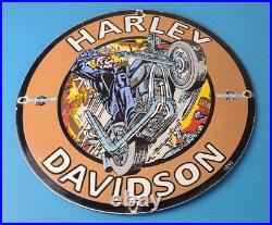 Vintage Harley Davidson Motorcycles Sign Skull Outlaws Gas Pump Porcelain Sign