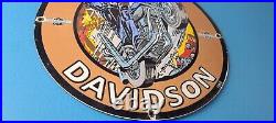 Vintage Harley Davidson Motorcycles Sign Skull Outlaws Gas Pump Porcelain Sign