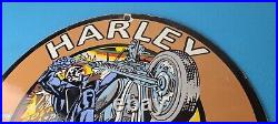 Vintage Harley Davidson Motorcycles Sign Skull Outlaws Gas Pump Porcelain Sign