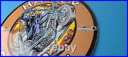 Vintage Harley Davidson Motorcycles Sign Skull Outlaws Gas Pump Porcelain Sign