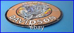 Vintage Harley Davidson Motorcycles Sign Skull Outlaws Gas Pump Porcelain Sign