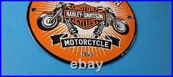 Vintage Harley Davidson Motorcycles Sign Spark Plugs Gas Pump Porcelain Sign
