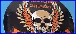 Vintage Harley Davidson Motorcycles Sign Sturgis Rally Gas Pump Porcelain Sign