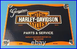 Vintage Harley Davidson Porcelain Motorcycles USA Parts Service Gas Pump Sign