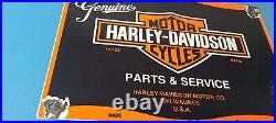 Vintage Harley Davidson Porcelain Motorcycles USA Parts Service Gas Pump Sign