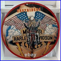 Vintage Harley Davidson Porcelain Sign Gas Oil Motorcycle Bike Enamel Pump Plate
