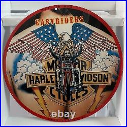 Vintage Harley Davidson Porcelain Sign Gas Oil Motorcycle Bike Enamel Pump Plate