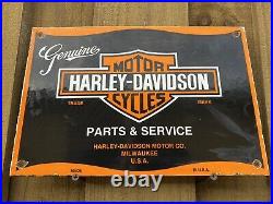 Vintage Harley Davidson Porcelain Sign USA Motorcycle Oil Gas Pump Petroliana
