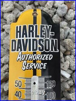 Vintage Harley Davidson Porcelain Thermometer Metal Sign Oil Gas Pump Motorcycle