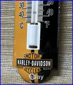 Vintage Harley Davidson Porcelain Thermometer Service Station Gas Pump Plate