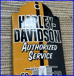 Vintage Harley Davidson Porcelain Thermometer Service Station Gas Pump Plate