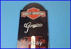 Vintage Harley Davidson Sign Motorcycle Pump Ad Sign on Porcelain Thermometer