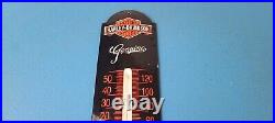 Vintage Harley Davidson Sign Motorcycle Pump Ad Sign on Porcelain Thermometer