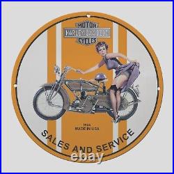 Vintage Motor Harley-davidson 1934 Oil Porcelain Gas Pump Sign