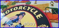 Vintage Signal Gasoline Porcelain Harley Davidson Gas Oil Bike Service Pump Sign