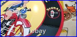 Vintage Signal Gasoline Porcelain Harley Davidson Gas Oil Bike Service Pump Sign