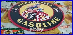 Vintage Signal Gasoline Porcelain Harley Davidson Gas Oil Bike Service Pump Sign